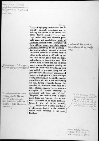 Review of Peter Frank Review of Alan Turner, part of "Reviews"