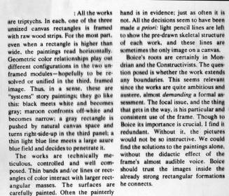 Copy of Portion of Review of Bruce Boice used in Producing Silkscreen, part of "Reviews"