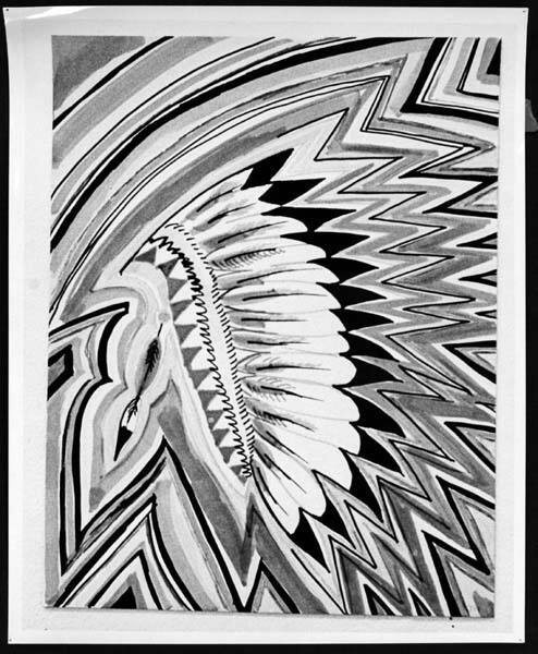 Reconstruction by Judith Henry of Lowell Nesbitt, "Indian Headdress", part of "Reviews"