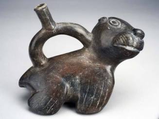 Stirrup-spout vessel in the form of a sea lion