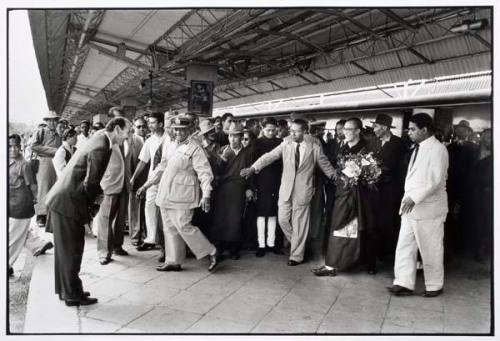 India. Dalai Lama at Siliguri station. West Bengal