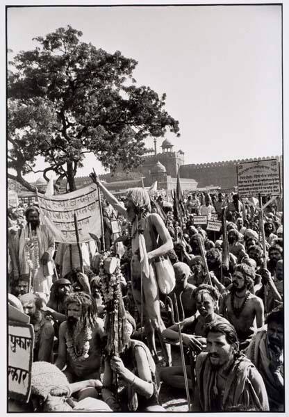 Delhi. Sadhus demonstration against cow slaughter