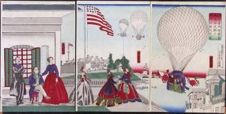 Triptych of Naval Balloonists at Tsukiji