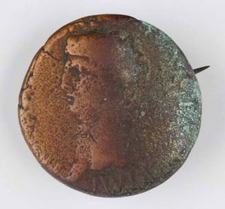 Coin Pin, made from Dupondius Coin of Claudius with Head of Claudius / Ceres