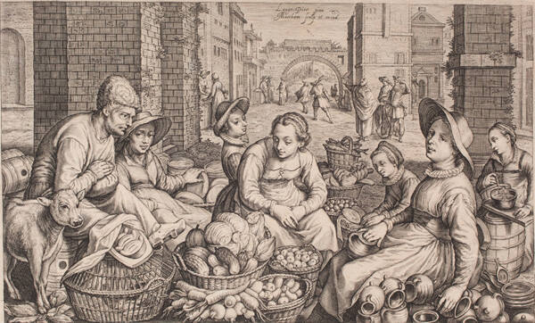 Peasants in a food market