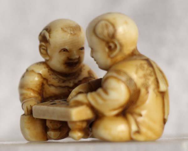 Netsuke of Two Karako