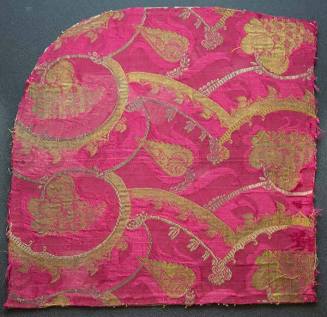 Scarlet and gold brocade, rounded corner