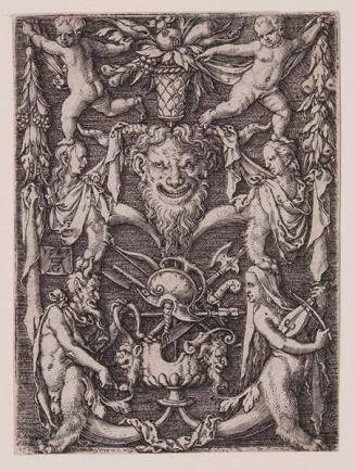 Ornament with Mask and Grotesque Figures