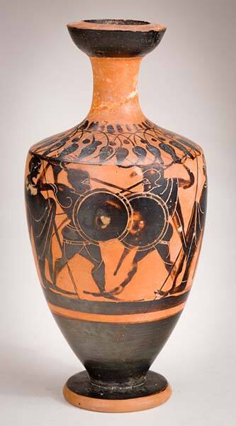 Black-figure lekythos: Warriors fighting