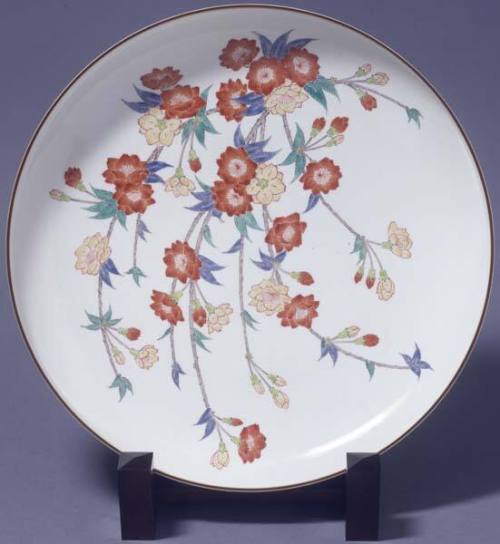 Dish with weeping cherry tree,