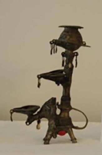 Five Pan Oil Lamp on Elephant Support
