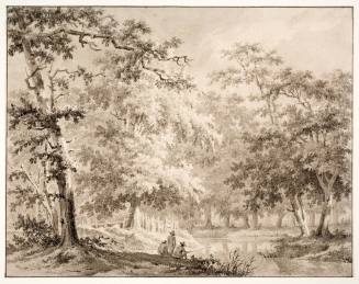 River in a Forest with Anglers