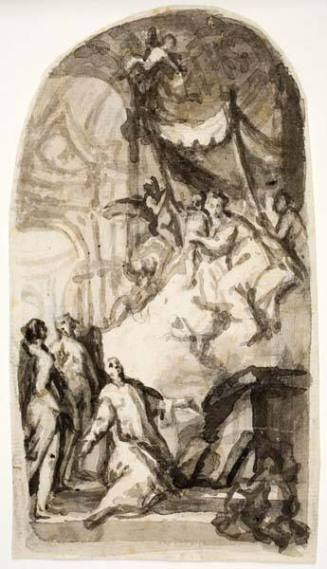 The Virgin and Child Appearing to a Saint (recto); figure sketch (verso)