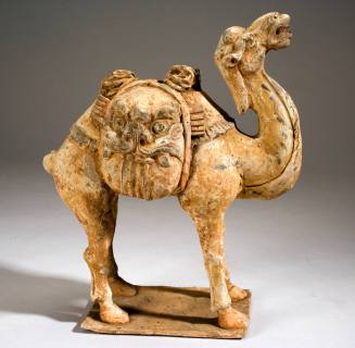 Two Humped-Camel with Monster Mask Imagery on its Saddle Bags