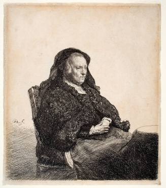 The Artist's Mother Seated at a Table, Looking Right