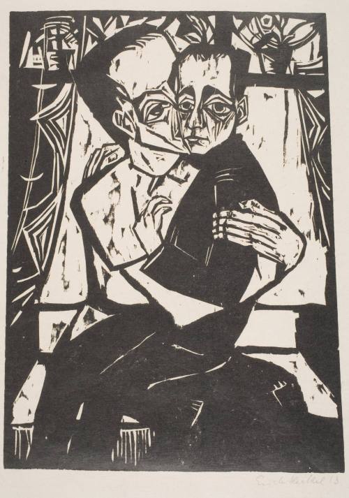 Geschwister (Siblings), from the portfolio "Elf Holzschnitte, 1912-1919" (Eleven Woodcuts 1912-1919)