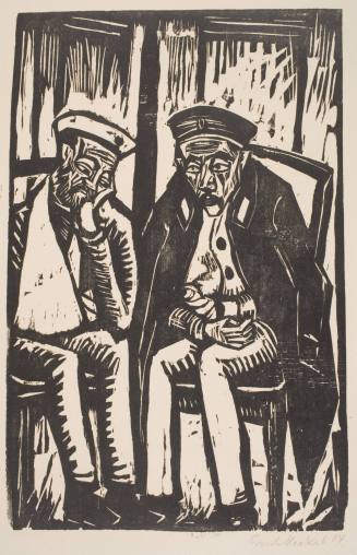 Zwei Verwundete (Two Wounded Soldiers), from the portfolio "Elf Holzschnitte, 1912-1919" (Eleven Woodcuts, 1912-1919)