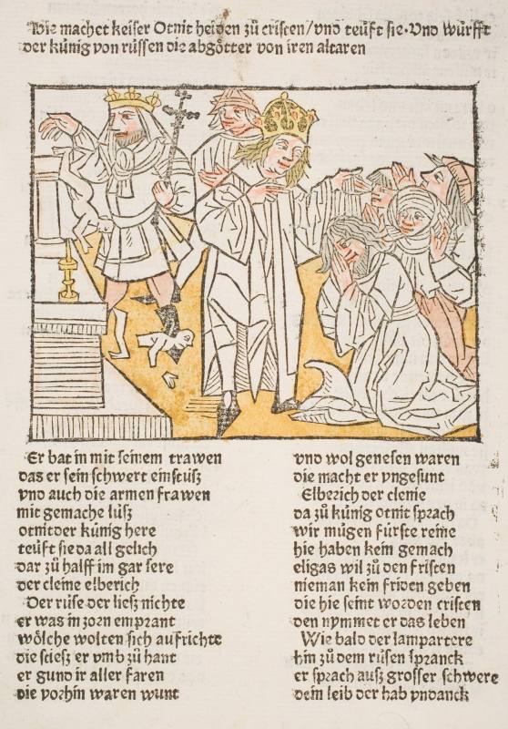 King Ortnit Christens the Heathens and the King Throws the Idols from the Altar, from "Das Heldenbuch"