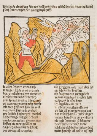The Dwarf Blows his Horn and Five Giants Come to his Aid, from "Das Heldenbuch"