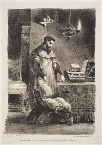 Faust dans Son Cabinet, No. 3 from the set of 18 lithographs of Goethe's Faust