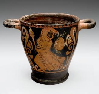 Red-Figure Skyphos of Bacchante and Mantled Youth