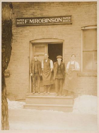 Four Men in Front of F.M. Robinson Paper Boxes Store