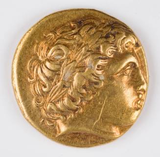 Coin of Philip II: Head of Apollo / Chariot Scene