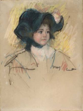 Head of Simone in a Green Bonnet with Wavy Brim (No. 3)