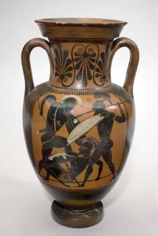 Black-figure neck amphora: Warriors