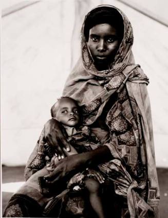 Sarura Yusuf Ali and her son Omar, feeding center, Somali refugee camp, Mandera, Kenya