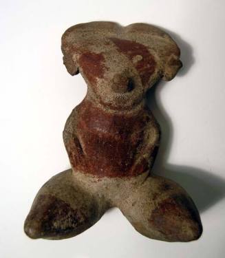 Seated Chinesco Figure with Flattened Head and Conical Legs