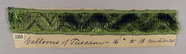 Green velvet border, "galloons of Tuscany"