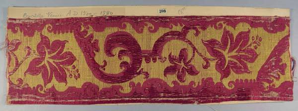 "Brocatelle," red and gold border