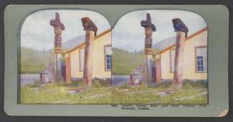 Chief's House, Bear and Wolf Totems, Fort Wrangle, Alaska