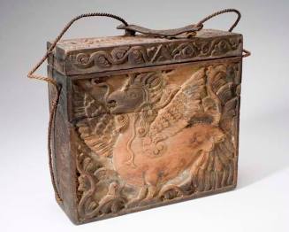 Hanging box with carved divine creatures of Singa Bersayap and Garuda