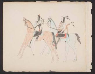 Six Horses with Riders (recto) / Two Horses with Riders (verso), from a Southern Plains Book of Pictorial Drawing