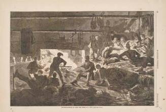 Winter-quarters in Camp--The Inside of a Hut, published in "Harper's Weekly," January 24, 1863, p. 52