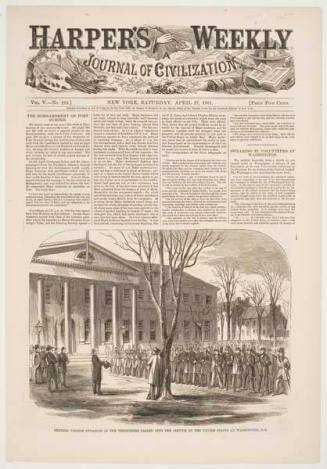 General Thomas Swearing in the Volunteers Called into Service of the United States at Washington, D.C., published in "Harper's Weekly," April 27, 1861, cover