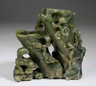 Spinach Green Jade Twin Trunk Vase