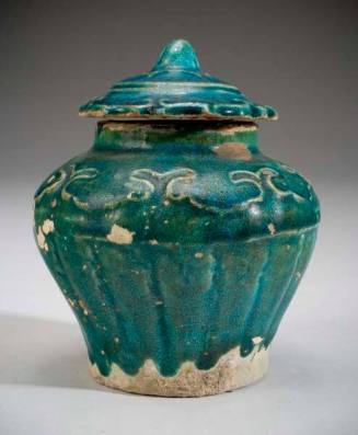 Small Turquoise Glazed Covered Jar