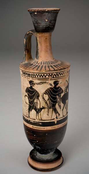 Black-Figure Lekythos: Man leading horse