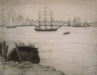 Sailboats Against a Boston Shoreline