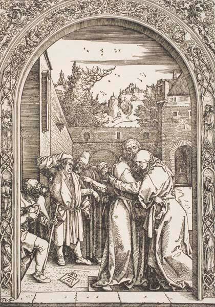 Joachim and Saint Anne Meet at the Golden Gate, plate 4 of 20 from the series "The Life of the Virgin"