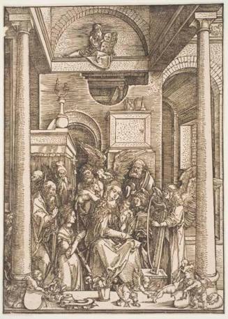 Glorification of the Virgin (with Saints Jerome, Paul, Augustine, Anthony, John the Baptist, Joseph, and Catherine of Alexandria), plate 20 of 20 from the series "The Life of the Virgin"